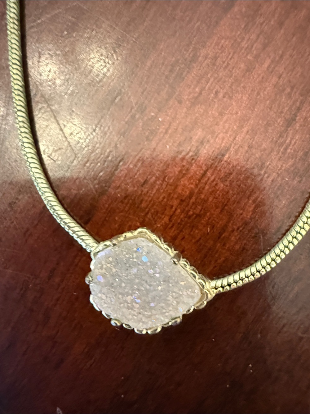 Kendra Scott Gold Pendant Necklace with Sparkling Druzy Accent - Women Jewelry - Picture 2 of 3